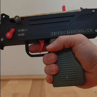 GUN CONTROL デモテープ 🔫 Rubberband UZI (Semi-/Full-Auto)・ 3D File for 3D