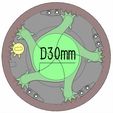 3DP5BLROD30A-with-dimension.gif Archivo STL 3DP5BLROD30A Diafragma de diafragma del mecanismo de apertura del obturador de iris mecánico diy・Diseño imprimible en 3D para descargar
