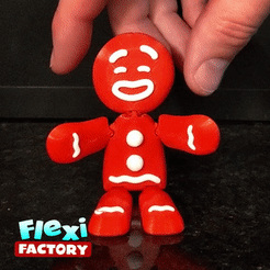 Flexi Gingerbread Man Small.gif Télécharger fichier STL Ornement Bonhomme de pain d'épice Flexi Print-in-Place • Design imprimable en 3D, FlexiFactory