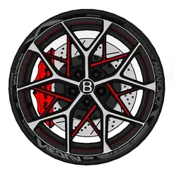 Bentley-Continental-2-wheels-with-mount.gif Fichier STL Jantes Bentley Continental・Modèle pour imprimante 3D à télécharger