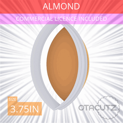 Almond~3.75in.gif Fichier STL Emporte-pièce en forme d'amande 3.75in / 9.5cm・Plan pour imprimante 3D à télécharger