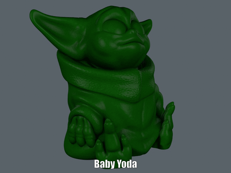 Baby Yoda.gif Fichier STL Bébé Yoda (Impression facile sans support)・Plan pour imprimante 3D à télécharger, Alsamen