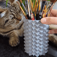 cubes_pen_holder_3.gif Organizer with cubes as a texture, geo cube pen / pencil / brush holder, officially cat-approved