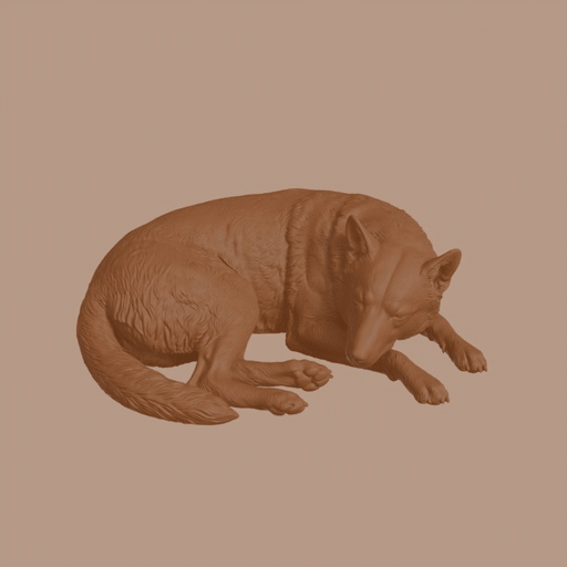 Sleeping Russo European Laika Dog Figurine
