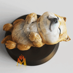 Sleepy-Puppy-Shiba.gif Fichier STL Chiot Shiba endormi- chien assis-FANART FIGURINE・Plan pour imprimante 3D à télécharger