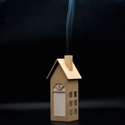 320x320.gif STL file House with fireplace for incense・Model to download and 3D print