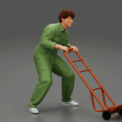 ezgif.com-gif-maker-7.gif 3D file 2 Models - mechanical worker pushing a hand track trolley jack・3D printer design to download