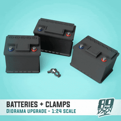 0.gif STL file 1:24 scale batteries set - small, medium, big and clamps・3D print design to download, 89DSGN