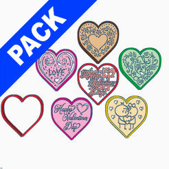 GIF.gif STL file PACK 6 / VALENTINE'S DAY HEART / COOKIE CUTTER・3D printing design to download