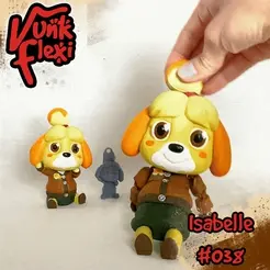 giffffisa.gif Animal Crossing Isabelle Flexi Print-In-Place + figure & keychain