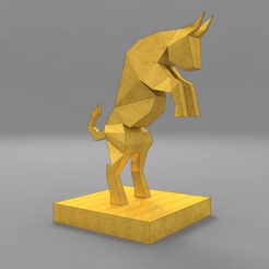 Bull_Gold_Dominik Cisar.gif STL file Rearing Bull LowPoly・Design to download and 3D print