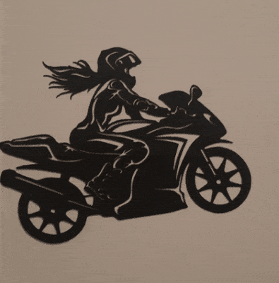 Speed Queen: 2D Chica en la motocicleta, línea de arte chica, moto arte de  la pared,