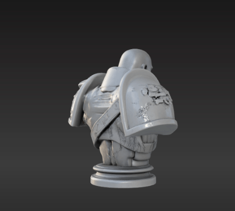 Battle-Hardened Space Marine Bust – High-Detail Display STL Model 3D model