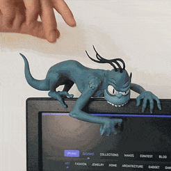 MONITOR-GREMLIN-LOW.gif STL file CLASSIC GREMLIN FOR THE MONITOR・3D print design to download