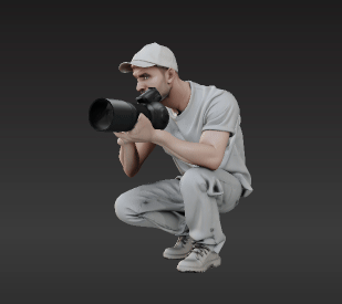 Working Photographer Miniature - Dynamic Pose for Tabletop Scenes 3D model