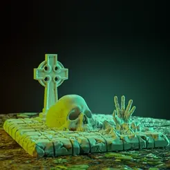 视频.gif 3D-Printed Halloween Skeleton Chain Scene - Spine-Chilling Decor