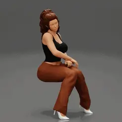 ezgif.com-gif-maker.gif Fichier 3D Femme brune Chemise Pantalon Bureau assis・Modèle pour impression 3D à télécharger