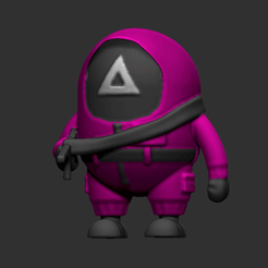 gif.gif STL file Squid Game - Chibi Triangle Soldier・3D printing template to download
