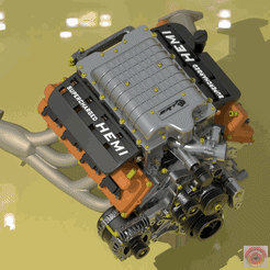 __Hellcat.gif STL file DODGE SRT HELLCAT - ENGINE・3D printing template to download