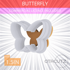 Butterfly~1.5in.gif STL file Butterfly Cookie Cutter 1.5in / 3.8cm・3D printable model to download