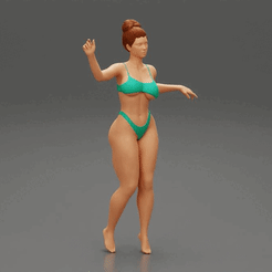 ezgif.com-gif-maker-4.gif 3D file Woman Summer Fashion With Hot Body In bun hairstyles・3D printer design to download