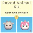 Round-Animal-Kit-Elephant-and-Tiger-2.gif 3D file Round Animals Kit - Goat and Unicorn・3D printing design to download