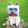 CatCB_Gif3.gif Free STL file Cat Coin Bank・3D printer design to download