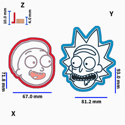GIF.gif STL file RICK AND MORTY 1 / COOKIE CUTTER・3D print model to download, WILLGALLETAS