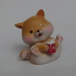 ezgif-2-abf30e6794.gif Mini cute figure Shiba Inu hold a cup ornaments (N001)