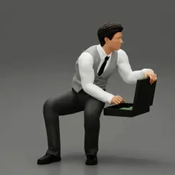 ezgif.com-gif-maker-26.gif Fichier 3D jeune homme d'affaires assis et tenant une mallette d'argent・Design pour impression 3D à télécharger
