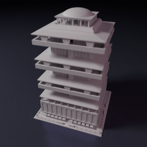 downtown-highrise.gif 3D-Datei Downtown highrise - Building - For board games like Monsterpocalypse・Design für 3D-Drucker zum herunterladen, Rayjunx