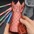4.gif STL file Arcane Tower pensilholder・3D printer design to download