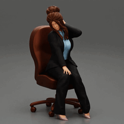 216.gif 3D file Business Woman Sitting Office Chair Relaxing 3D Print Model・3D printable model to download