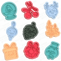 ggf164a42b33.gif Archivo 3D Elementos navideños Juego de corta galletas de 9・Modelo de impresión 3D para descargar