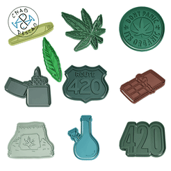 ezgif.com-gif-maker.gif STL file Cannabis 420 Collection (10 files) - Cookie Cutter - Fondant - Polymer Clay・3D printer design to download