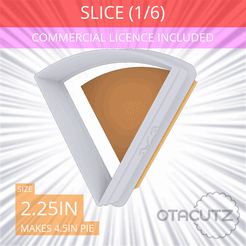 1-6_Of_Pie~2.25in.gif 3D file Slice (1∕6) of Pie Cookie Cutter 2.25in / 5.7cm・3D print design to download