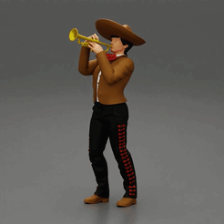 ezgif.com-gif-maker-26.gif Fichier 3D Musicien mexicain Mariachi jouant de la trompette・Objet pour impression 3D à télécharger