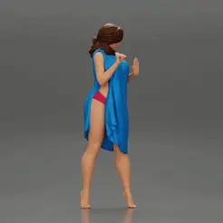 ezgif.com-gif-maker-32.gif Файл 3D Привлекательная девушка в бикини и купальнике опирается на автомобиль на пляже・Модель для загрузки и 3D-печати