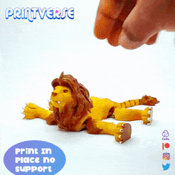 pemuvanr atl ei) La ed 3 support v STL file Flexible Lion Articulated Print In Place No Support・3D print design to download, Printverse