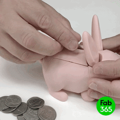 Rabbit_01.gif 3D file Foldable Bunny Bank・Design to download and 3D print