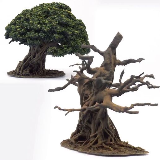 Tree_5_profile_square_layout_turntable_clockwise.mp4 3D-gescannter knorriger Baum mit abnehmbarer Baumkrone
