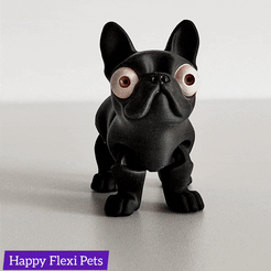 Happy Flexi Pets STL file Frank - the French Bulldog flexi toy - Print in Place・3D printing idea to download, HappyFlexiPets