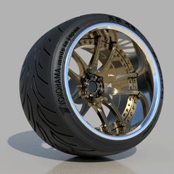 ezgif-2-6774d9140e.gif STL file WORK Emotion CR 3p 18 inch rims wheels with Advan tires for diecast and scale models・3D print design to download