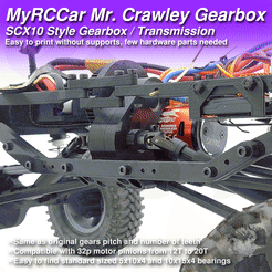 MRCC_MrCrawley_Gearbox1024x1024.gif Fichier 3D MyRCCar Mr. Crawley Gearbox / Transmission, style SCX10・Plan imprimable en 3D à télécharger