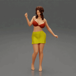 ezgif.com-gif-maker-4.gif 3D file Slim Woman with Beautiful Body Wearing Mini Skirt and Bra posing・3D printing idea to download