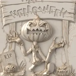 Hall.gif 3D Model STL CNC Router file 3dprintable Happy Halloween Panel