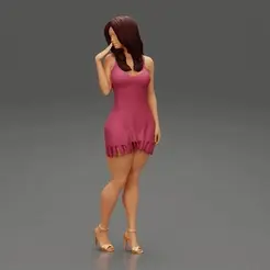 ezgif.com-gif-maker-6.gif Fichier 3D Belle femme honteuse posant dans une robe courte Modèle d'impression 3D・Idée pour impression 3D à télécharger, 3DGeshaft