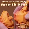 Print-In-Place Body Bearded Dragon Articulated Toy, Print-In-Place Body, Snap-Fit Head, Cute Flexi
