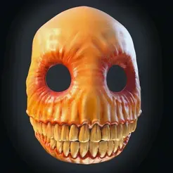 QW1.gif Fichier STL masque souriant halloween・Modèle pour impression 3D à télécharger