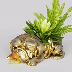Sleeping-PitBull-Puppy-Planter.gif STL file CUTE SLEEPING BULLDOG PUPPY PLANTER - DOG BREED - 3D PRINT MODEL・Model to download and 3D print